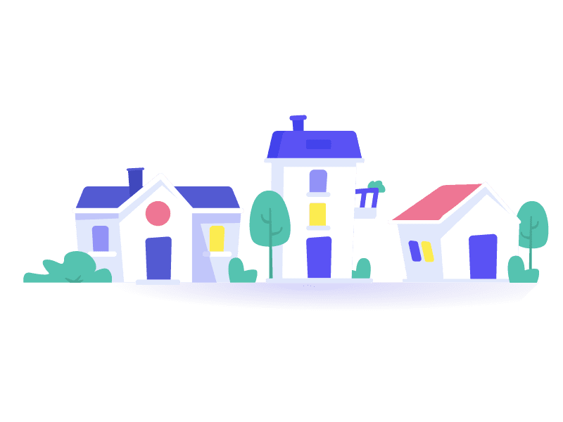 Casas de colores alineadas